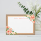 Kraft Paper Peach Florals | Weddenschap Advieskaart (Staand voorkant)