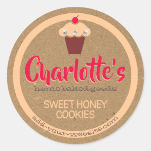 Kraft Paper Peach Red Cupcake Cute Baking Label