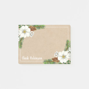 Kraft Paper Pinecone White Floral Post-it® Notes