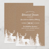 Kraft Paper Reindeer Kerstrepesal Dinner Kaart (Voorkant / Achterkant)