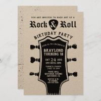 Kraft Paper Rock n Roll Guitare Invitation