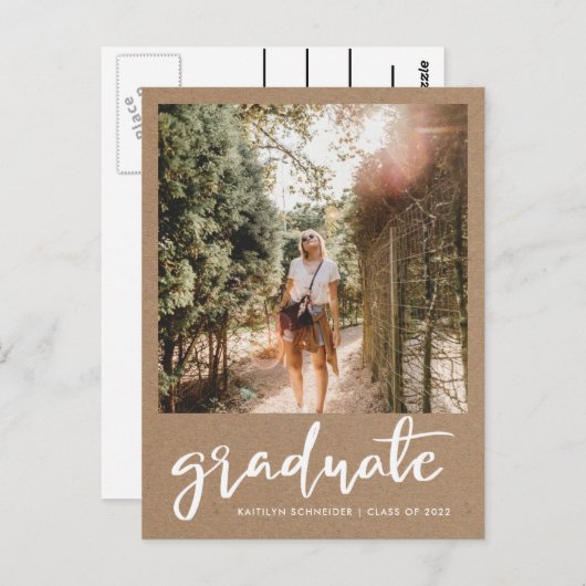 Kraft Paper Rustic Afstuderen sparen de Datum Foto Briefkaart (Voorkant / Achterkant)