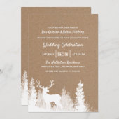 Kraft Paper Rustic Reindeer Kerstbruiloft Kaart (Voorkant / Achterkant)