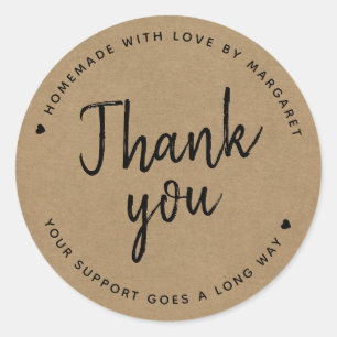 Kraft Paper Rustic Script Dank u Ronde Sticker