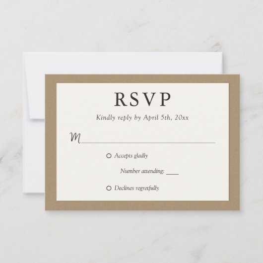 Kraft Paper Rustic Wedding RSVP-Kaarten RSVP Kaartje (Voorkant)