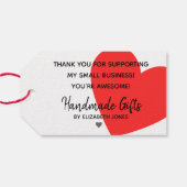 Kraft Paper Simple Plain Handmade Gifts Red Heart Cadeaulabel (Achterkant Horizontaal)