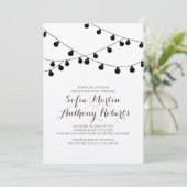 Kraft Paper String Lights Modern Engagement Party Kaart (Staand voorkant)
