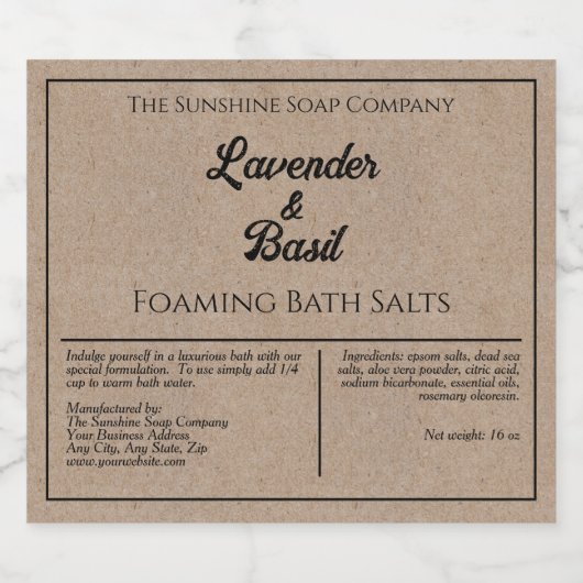Kraft Paper Style Waterbestendig Bath Saled Label Sparkling Wijnetiket (Enkel label)