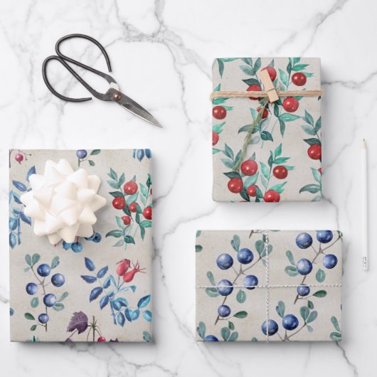 Kraft Paper Waterverf Festive Winter Berries (Voorkant)