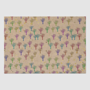 Kraft Papier Bomen Gouden Sterren Weefselpapier