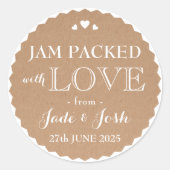 Kraft Papier Coeurs Mariage Favor Jar Sticker rond (Devant)