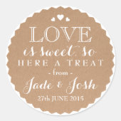 Kraft Papier Coeurs Mariage Favor Jar Sticker rond (Devant)