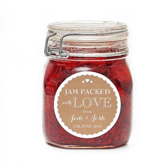 Kraft papier harten bruiloft gunst pot ronde Stick Ronde Sticker