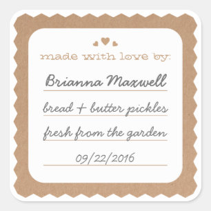 Kraft papier harten voedsel cadeau label vierkante
