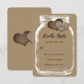 Kraft Papier Mason Jar Deux Coeurs Mariage RSVP (Devant / Derrière)