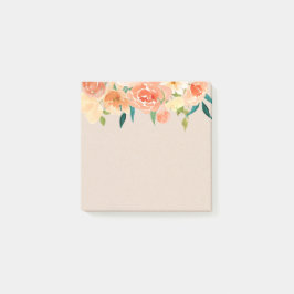 Kraft papier perzik bloemen rustiek chic post-it® notes