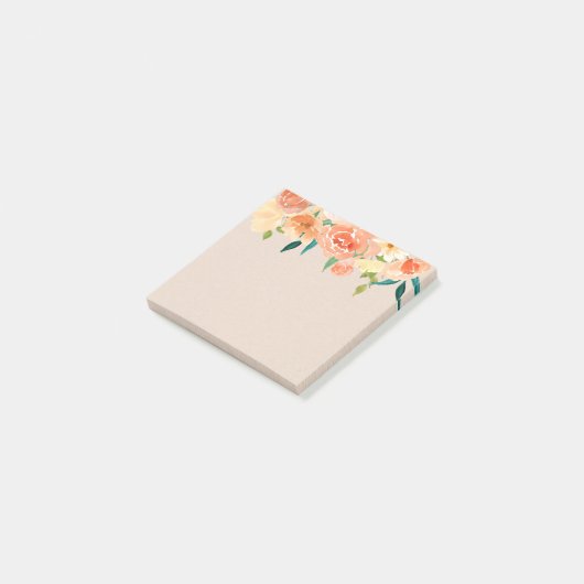 Kraft papier perzik bloemen rustiek chic post-it® notes (Schuin)