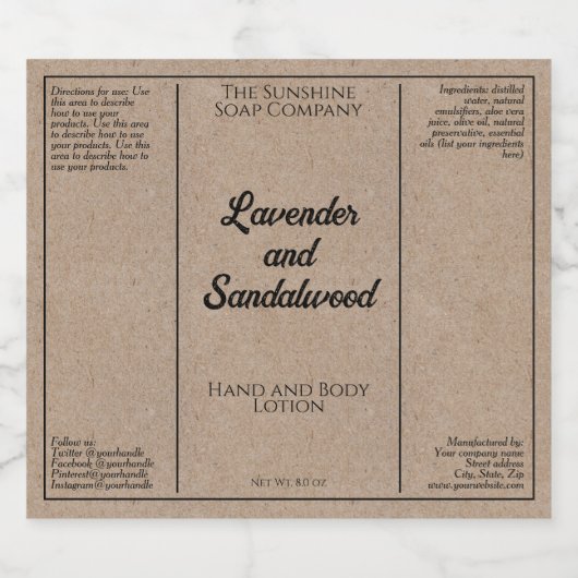 Kraft papier stijl cosmetica fles label sparkling wijnetiket (Enkel label)