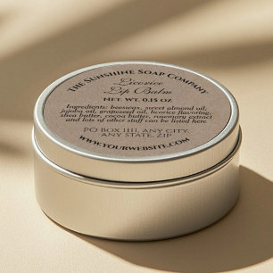 Kraft papier stijl lip balsem tin label
