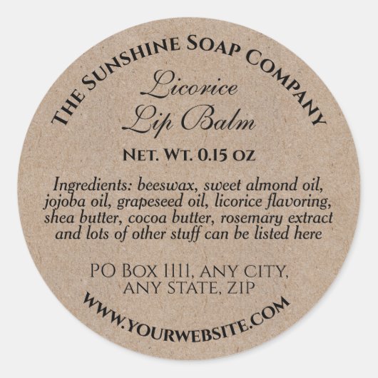 Kraft papier stijl lip balsem tin label (Voorkant)