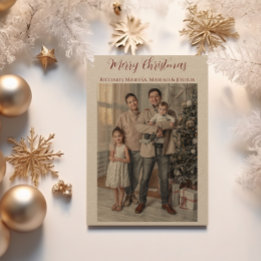 Kraft Papier Vrolijk Kerstmis Familie Foto Feestdagenkaart
