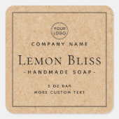 Kraft-papier ziet er uit op etiket met vierkante r (Voorkant)