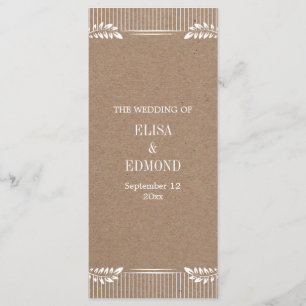 Kraft papieren bruiloft programma met witte blader