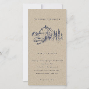 Kraft Pine Bossen Mountain Sketch Wedding Invite Bedankkaart