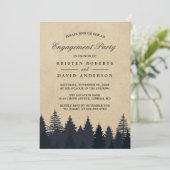 Kraft Pine Tree Forest Wedding Engagement Kaart (Staand voorkant)