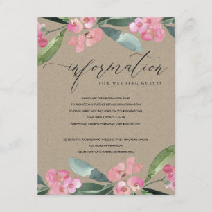 KRAFT PINK CHRIST THORN BLOOM WEDING INFORMATIE INFORMATIEKAARTJE