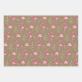 Kraft Pink Flamingos Mingling op kerstfeest Inpakpapier Vel (Voorkant 3)