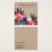 Kraft Pink Floral Cursive Earring Display Kaart (Voorkant /achterkant)