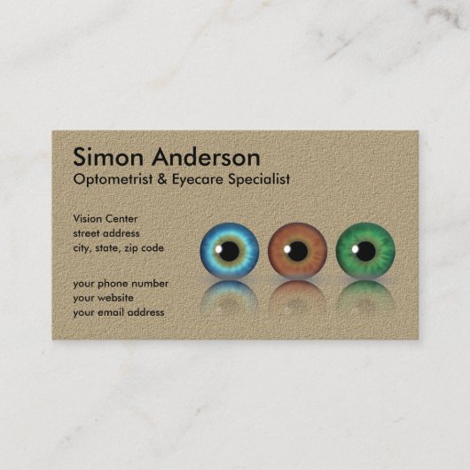 Kraft Professionele Optometrist Oogbollen Optometr Visitekaartje (Voorkant)