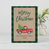 Kraft Pset Brush Script  Truck Kerstmis Feestdagenkaart (Staand voorkant)