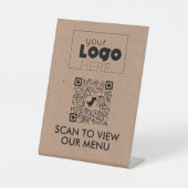 Kraft QR Code Geen Contact Scannen naar menutabelt Reclamebord Met Voetstuk (Voorkant)