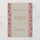 Kraft red Lace rustic country bruiloft card Informatiekaartje (Voorkant)