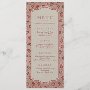 Kraft red Lace rustic country bruiloft menu