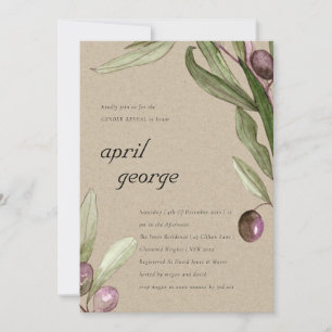 KRAFT RETRO OLIVE FOLIAGE GENDER REVEAL INVITE BEDANKKAART