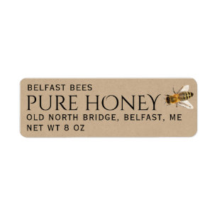 Kraft Return Address Honey Label with Bee