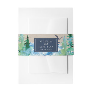 Kraft Rocky Mountain Wedding Belly Band Uitnodigingen Wikkel