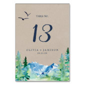 Kraft Rocky Mountain Wedding Table Number Kaart (Achterkant)