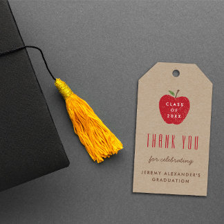 Kraft Rode Appel Afstudeerfeest Favor Gift Tag Cadeaulabel