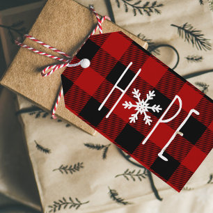 Kraft Rode Buffel Plaid Hoop & Kerstmis Cadeaulabel
