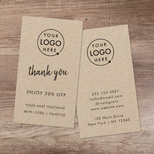 Kraft Rustic Bedankt voor zakelijke Logo Modern Kortingskaartje