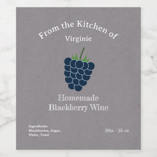 Kraft & Rustic Blackberry Wine Botter Étiquette (Étiquettes simples)