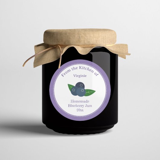 Kraft Rustic Blueberry Jam Label Sticker