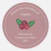 Kraft & Rustic Cranberry Juice Label Sticker (Voorkant)