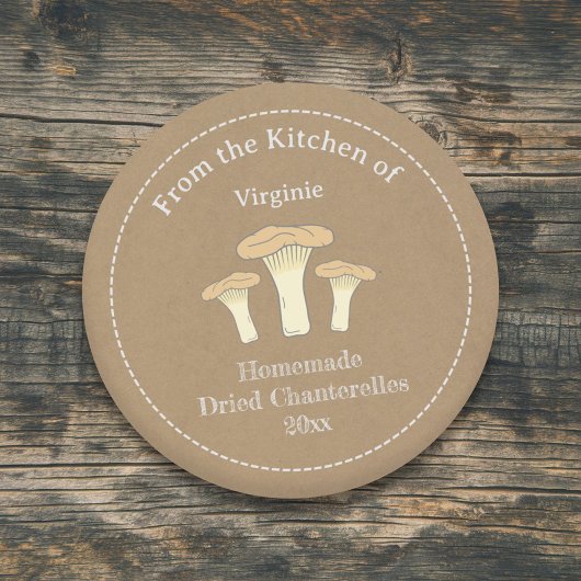 Kraft & Rustic Dried Chanterelles Label Sticker