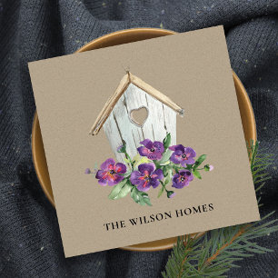 KRAFT RUSTIC FLORAL BIRDHOUSE REAL ESTATE REALTOR VIERKANTE VISITEKAARTJE