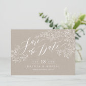 Kraft rustic floral calligraphy save the date (Staand voorkant)